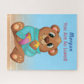 Cute Baby Eating Honey Child's Name & Message Legpuzzel (Horizontaal)