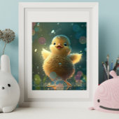Cute Baby Eend Dansend in de Regen Kunst Poster