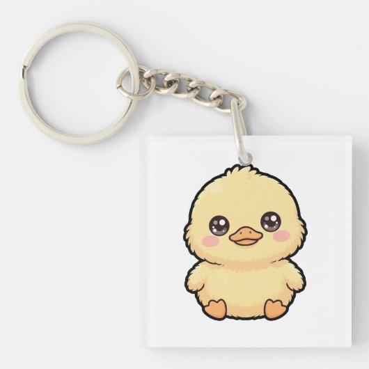 Cute Baby Eend Kuiken Acryl Sleutelhanger (voorkant)