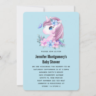 Cute Baby Eenhoorn Waterverf Baby Shower Kaart