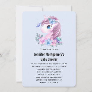 Cute Baby Eenhoorn Waterverf Baby Shower Kaart
