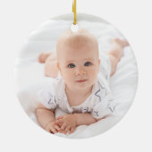 Cute BABY EERSTE CHRISTMAS Teddy Bear Wood Sneeuw Keramisch Ornament (Achterkant)