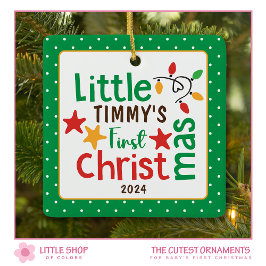 Cute Baby Eerste Kerst Foto Keramisch Ornament