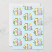 Cute Baby Elephant 1st Birthday Party Invitation Kaart (Achterkant)
