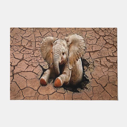 Cute Baby Elephant 3D Doormat | Elephant Lover Gif Deurmat (Voorkant)