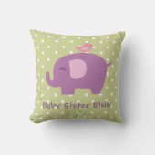 Cute Baby Elephant and Bird Personalised Pillow Kussen (Voorkant)