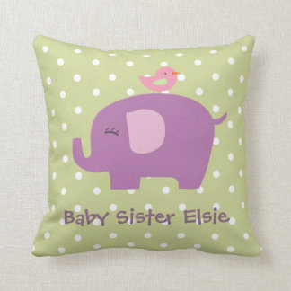 Cute Baby Elephant and Bird Personalised Pillow Kussen