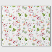 Cute Baby Elephant and Bunny Pattern Cadeaupapier (Vlak)