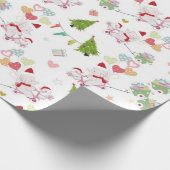Cute Baby Elephant and Bunny Pattern Cadeaupapier (Hoek)