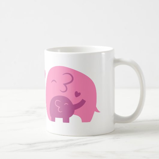 Cute Baby Elephant and MMammie Parents Love Koffiemok (Rechts)