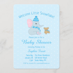 Cute Baby Elephant and Teddy Bear Baby shower Kaart