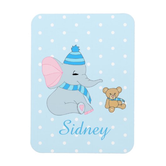 Cute Baby Elephant and Teddy Bear Magnet Magneet (Verticaal)