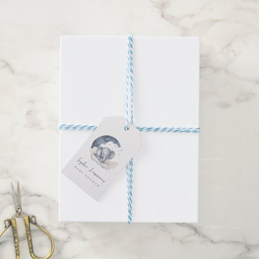 Cute Baby Elephant Baby shower Cadeaulabel (Met Touw)