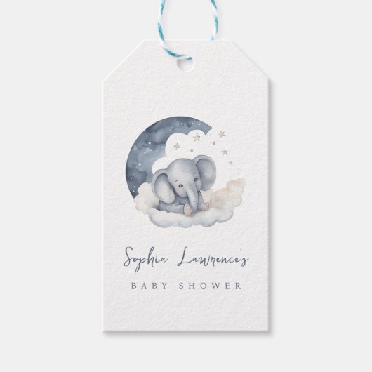 Cute Baby Elephant Baby shower Cadeaulabel (Voorkant)