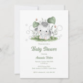 Cute Baby Elephant Baby shower Invitation Kaart (Voorkant)