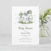 Cute Baby Elephant Baby shower Invitation Kaart (Staand voorkant)