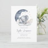 Cute Baby Elephant Baby shower Invitation Kaart (Staand voorkant)