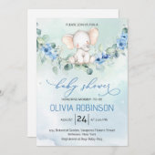 Cute Baby Elephant Baby shower Kaart (Voorkant / Achterkant)