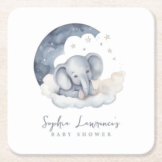 Cute Baby Elephant Baby shower Kartonnen Onderzetters (Voorkant)