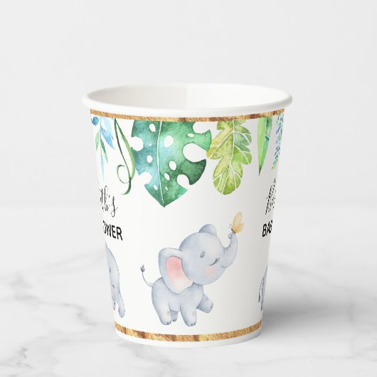 Cute Baby Elephant Baby shower Paper cup Papieren Bekers (Links)