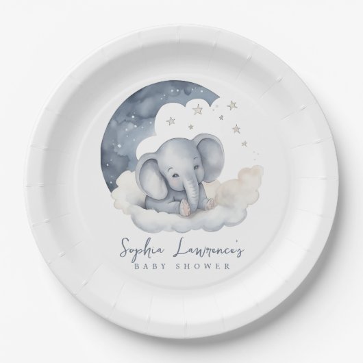 Cute Baby Elephant Baby shower Papieren Bordje (Voorkant)