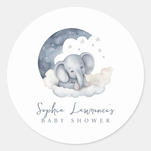 Cute Baby Elephant Baby shower Ronde Sticker (Voorkant)