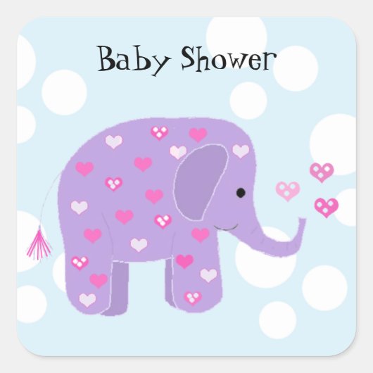 Cute Baby Elephant Baby shower Vierkante Sticker (Voorkant)