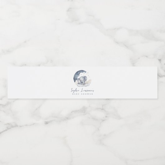 Cute Baby Elephant Baby shower Waterfles Etiket (Enkel label)