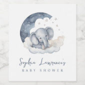 Cute Baby Elephant Baby shower Wijn Etiket (Enkel label)