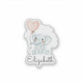 Cute Baby Elephant, ballon Sticker (Voorkant)