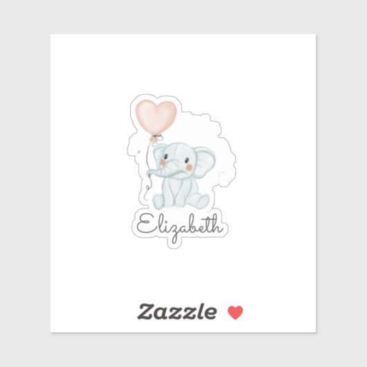 Cute Baby Elephant, ballon Sticker (Vel)
