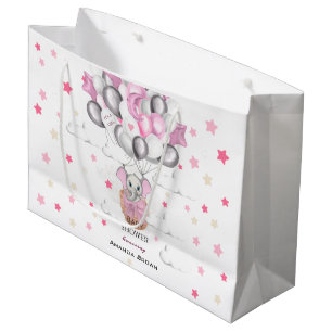 Cute Baby Elephant Balloon Basket Girl Baby shower Groot Cadeauzakje