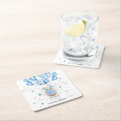 Cute Baby Elephant Balloons Basket Boy Baby shower Kartonnen Onderzetters (Insitu)