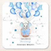 Cute Baby Elephant Balloons Basket Boy Baby shower Kartonnen Onderzetters (Voorkant)