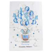 Cute Baby Elephant Balloons Basket Boy Baby Shower Medium Cadeauzakje (Achterkant)