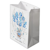 Cute Baby Elephant Balloons Basket Boy Baby Shower Medium Cadeauzakje (Achterkant Gekanteld)