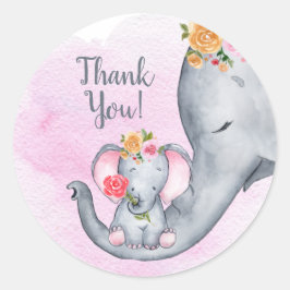 Cute Baby Elephant Bedankt Ronde Sticker