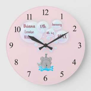 Cute Baby Elephant Belling Monogramed Grote Klok