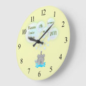 Cute Baby Elephant Belling Monogramed Grote Klok (Hoek)