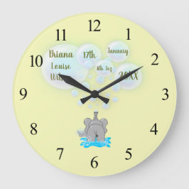 Cute Baby Elephant Belling Monogramed Grote Klok