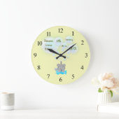 Cute Baby Elephant Belling Monogramed Grote Klok (Huis)