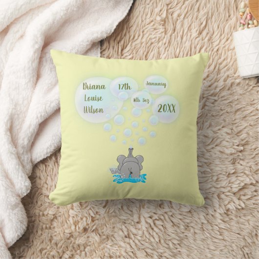 Cute Baby Elephant Belling Monogramed Kussen (Deken)