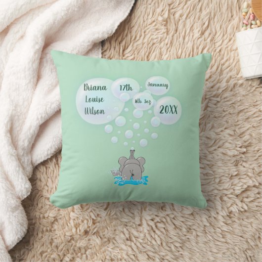 Cute Baby Elephant Belling Monogramed Kussen (Deken)