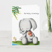 Cute Baby Elephant Birthday Kaart (Voorkant)