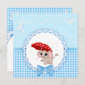 Cute Baby Elephant Blue Baby Sprinkle Shower Kaart (Voorkant / Achterkant)