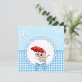 Cute Baby Elephant Blue Baby Sprinkle Shower Kaart (Staand voorkant)