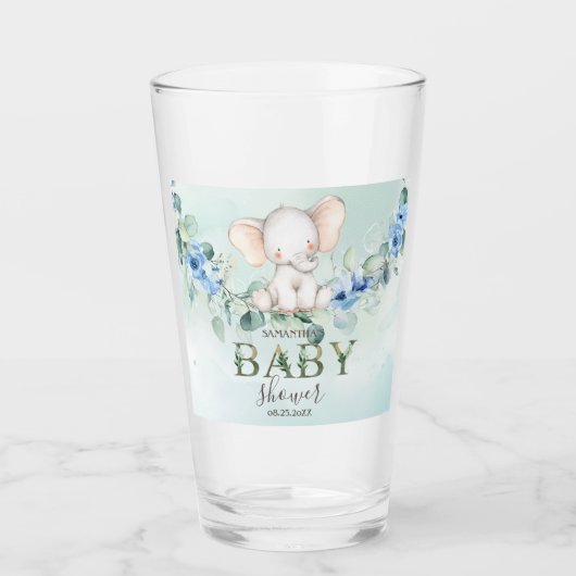 Cute Baby Elephant Blue Rozen Glas (Voorkant)
