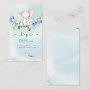 Cute Baby Elephant Blue Rozen Informatiekaartje