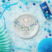 Cute Baby Elephant Blue Rozen Papieren Bordje (Feest)
