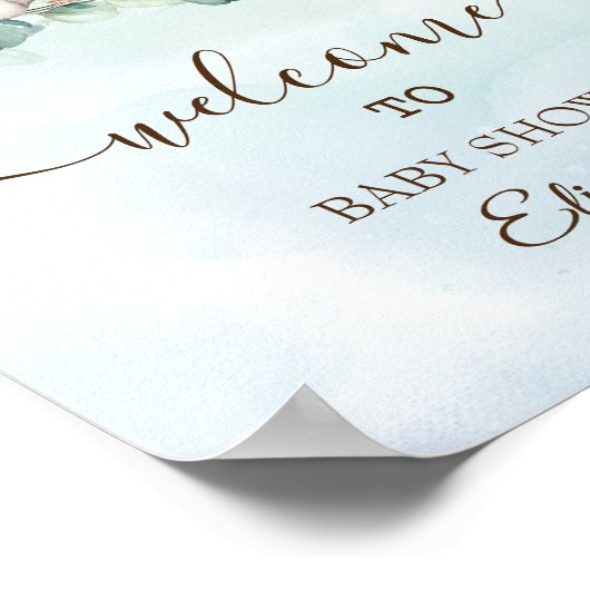 Cute Baby Elephant Blue Rozen Poster (Hoek)